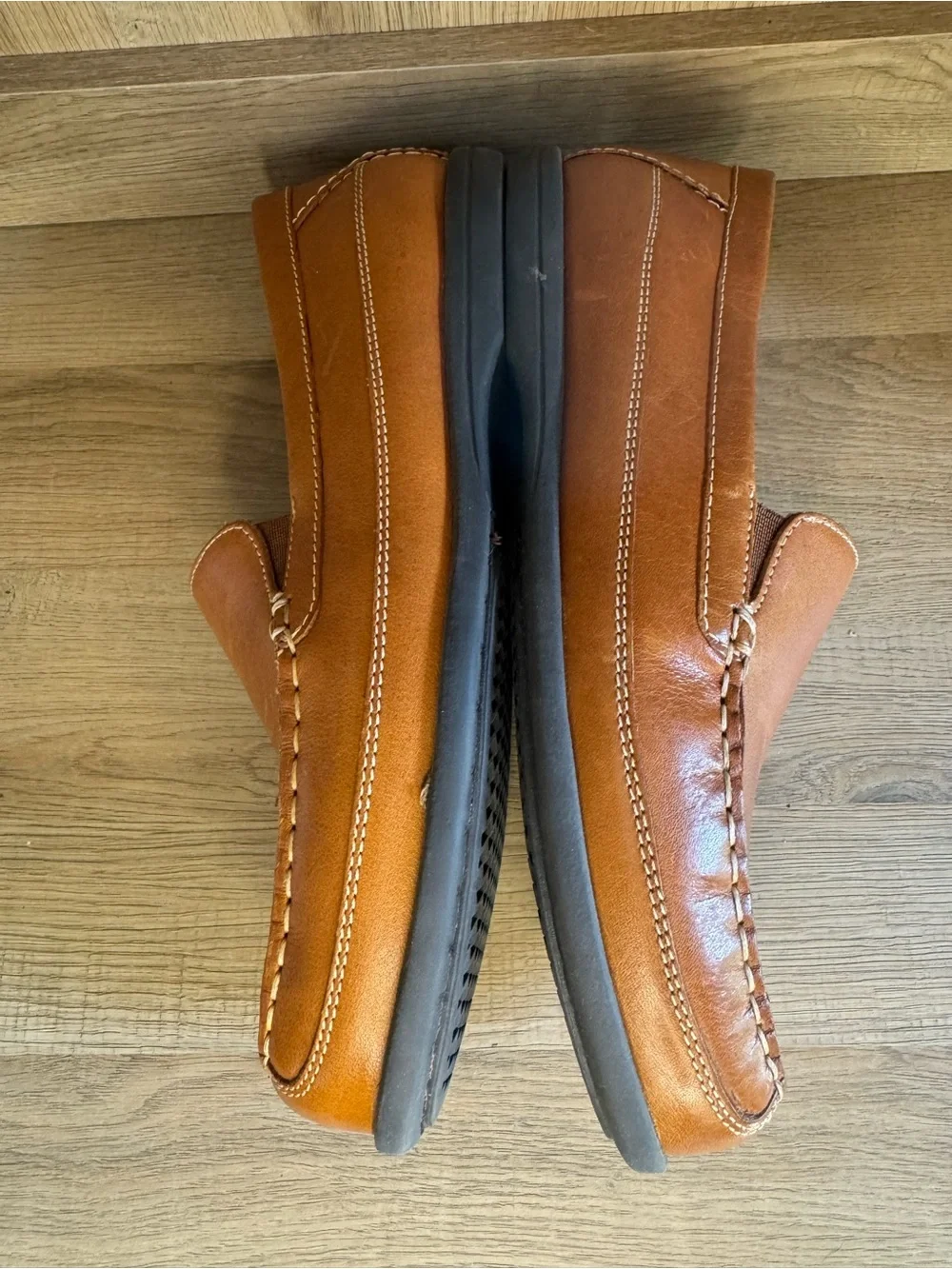 Johnston & Murphy Locklin Tan Full Leather Loafers Shoes Boys 7M